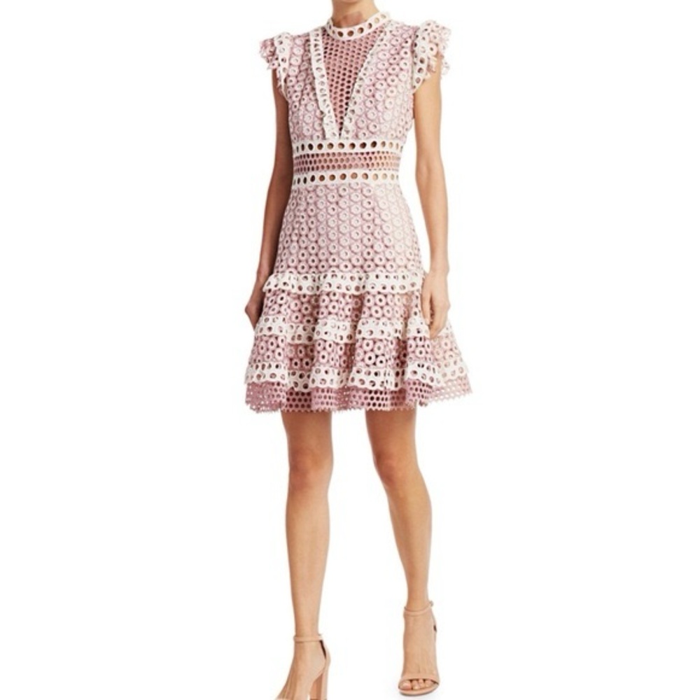 Sea New York Elegant Pink eyelet Lace Dress size 0